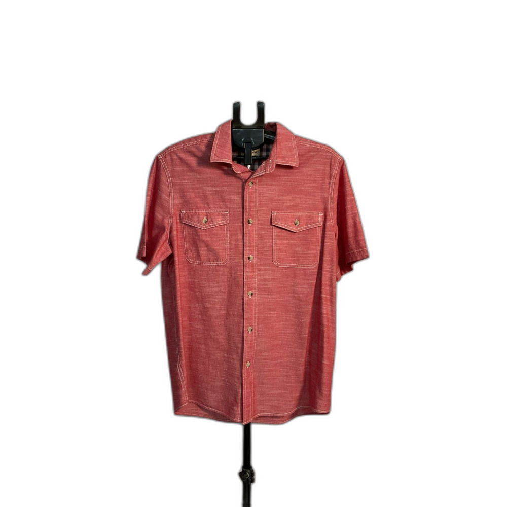 Woolrich Men's L Red Chambray Short Sleeve Shirt